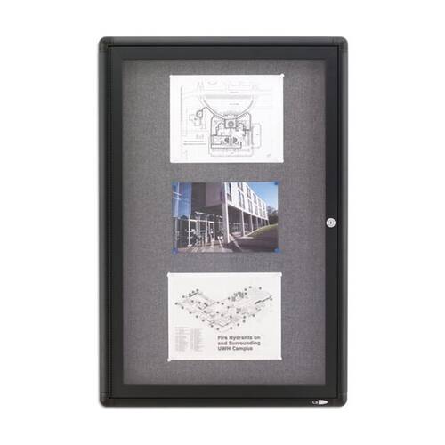 Quartet Enclosed Board Cork W/ Locking Door Aluminium 600x900mm Black