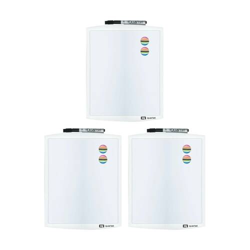 3x Quartet Magnetic Dry Erase Compact Whiteboard 230x280mm White/Black