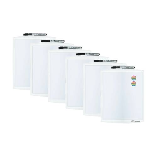 6x Quartet Magnetic Dry Erase Compact Whiteboard 230x280mm White/Black