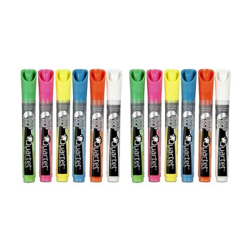 2x 6pc Quartet Marker LED/Glass Neon Ink Bullet Tip Pen Assorted