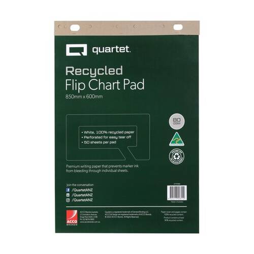 Quartet Flipchart Pad 50 Sheets Recycled Paper 600x850mm White