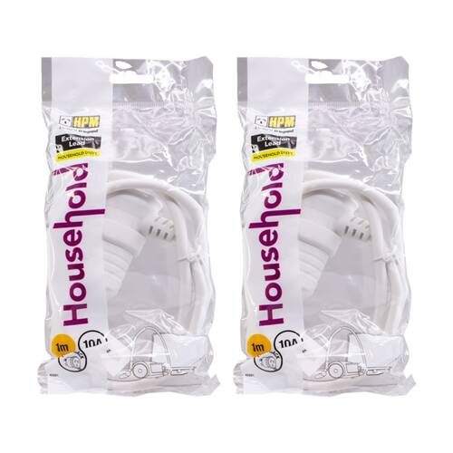 2PK Hpm 1M Piggyback Extension Lead HPM Household Cord Safety Power Strip