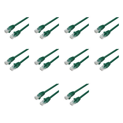 10PK Cruxtec RC6-003-DG CAT6 UTP 10GbE Ethernet Cable Dark Green 50cm