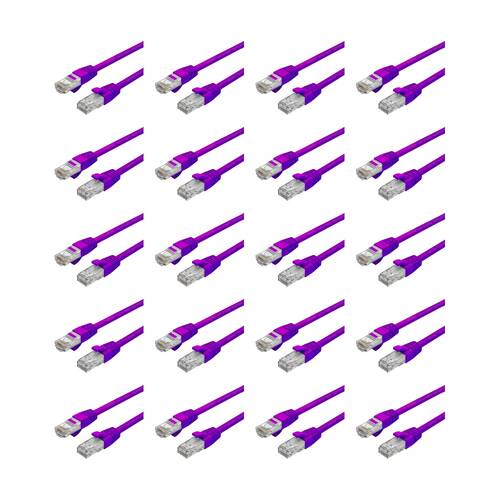 20PK Cruxtec CAT6 UTP 10GbE Ethernet Cable Purple 50cm Gold-Plated RJ45