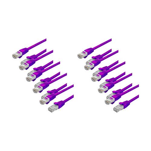 10PK Cruxtec CAT6 UTP 10GbE Ethernet Cable Purple 3m Gold-Plated RJ45