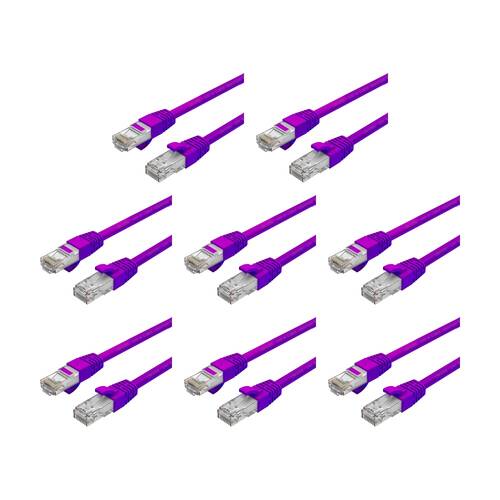 8PK Cruxtec CAT6 UTP 10GbE Ethernet Cable Purple 5m Gold-Plated RJ45