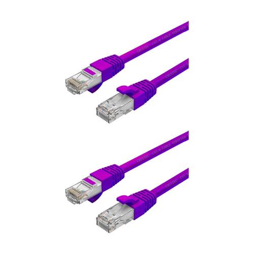 2PK Cruxtec CAT6 UTP 10GbE Ethernet Cable Purple 10m Gold-Plated RJ45
