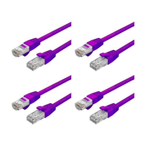 4PK Cruxtec CAT6 UTP 10GbE Ethernet Cable Purple 10m Gold-Plated RJ45
