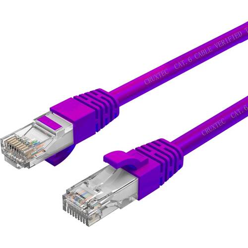 Cruxtec CAT6 UTP 10GbE Ethernet Cable Purple 15m Gold-Plated RJ45