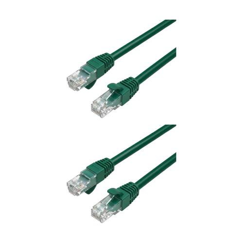 2PK Cruxtec RC6-003-DG CAT6 UTP 10GbE Ethernet Cable Dark Green 20m
