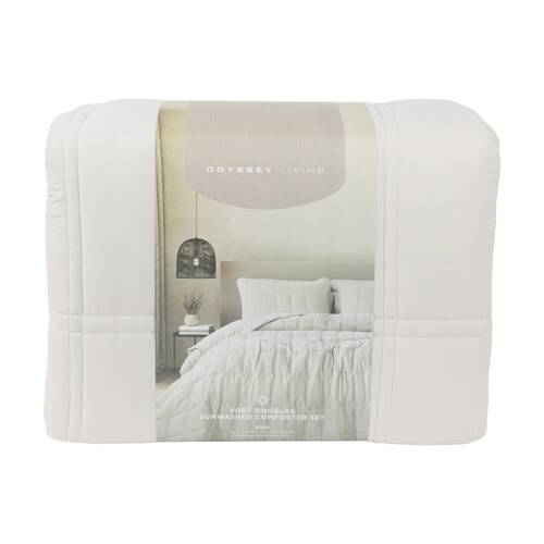 3pc Odyssey Living Port Douglas Washed Comforter Set 200gsm Oatmeal