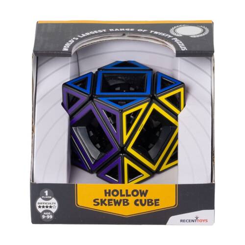 Recent Toys Hollow Skewb Cube Puzzle Black Multicolour Geometric Design