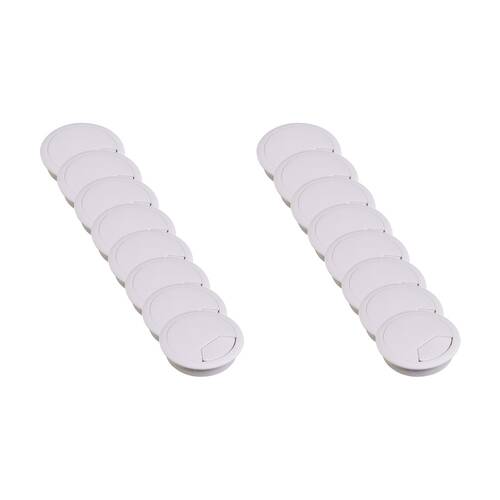 16PK 60mm Round Desk Grommet White Plastic Cable Management Electrical Wire