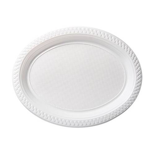 5x 25pc Partyware Reusable Oval Plates Set Tableware 315x255m White