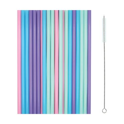 24x 24pc Partyware Reusable Straws With Cleaning Brush Set Assorted