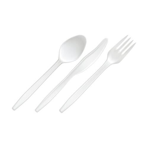 24x 60pc Partyware Reusable Plastic Mixed Cutlery Set Tableware White