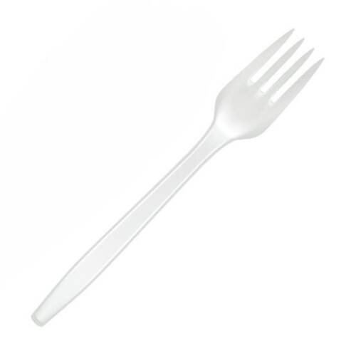 50x 20pc Partyware Reusable Plastic Heavy Duty Fork Set Tableware White