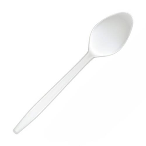 25x 20pc Partyware Heavy Duty Reusable Spoon Set Tableware/Serveware White