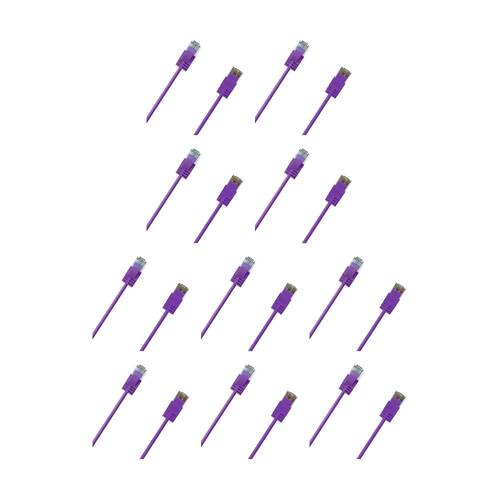 10PK Cruxtec Ultra-Thin CAT6A UTP Ethernet Cable Purple 0.3m Gold-Plated RJ45