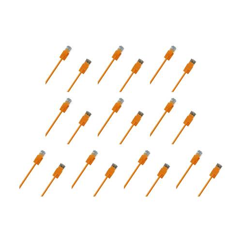 10PK Cruxtec Ultra-Thin CAT6A UTP Ethernet Cable Orange 0.5m Gold-Plated RJ45