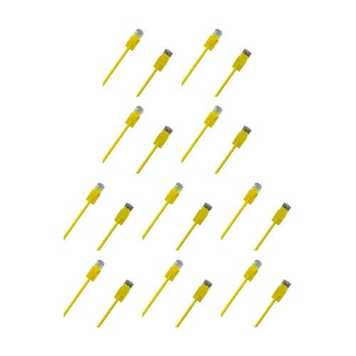 10PK Cruxtec Ultra-Thin CAT6A UTP Ethernet Cable Yellow 0.5m Gold-Plated RJ45