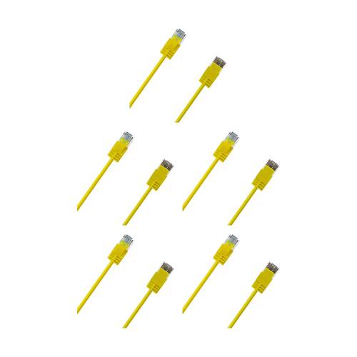 5PK Cruxtec Ultra-Thin CAT6A UTP Ethernet Cable Yellow 0.5m Gold-Plated RJ45