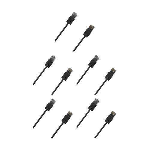 5PK Cruxtec Ultra-Thin CAT6A UTP Ethernet Cable Black 1.5m Gold-Plated RJ45