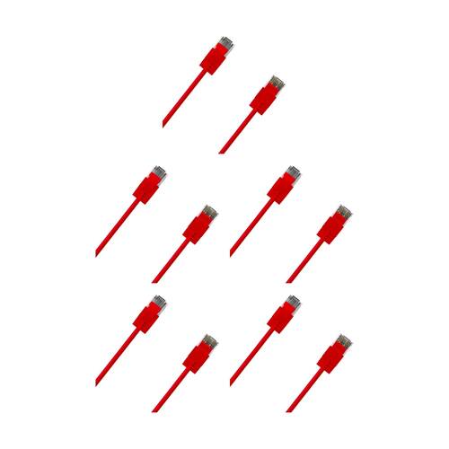 5PK Cruxtec Ultra-Thin CAT6A UTP Ethernet Cable Red 1.5m Gold-Plated RJ45