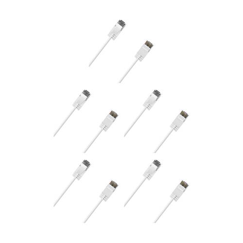 5PK Cruxtec Ultra-Thin CAT6A UTP Ethernet Cable White 1.5m Gold-Plated RJ45