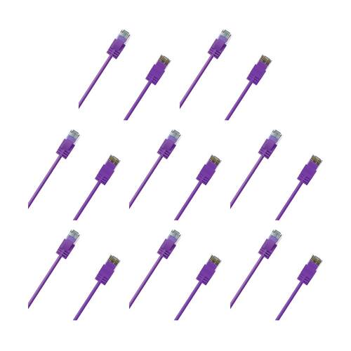 8PK Cruxtec Ultra-Thin CAT6A UTP Ethernet Cable Purple 2m Gold-Plated RJ45