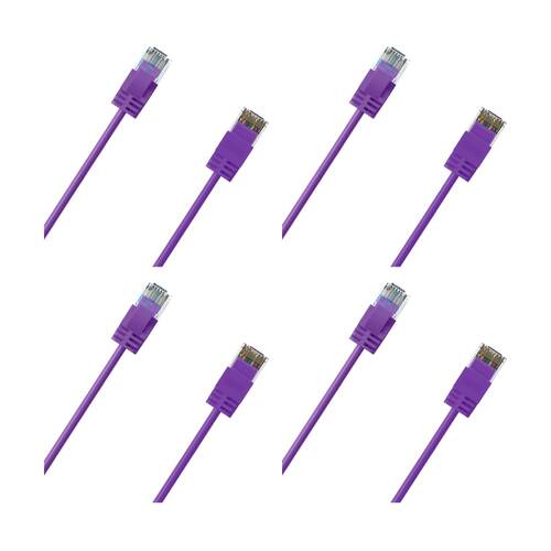 4PK Cruxtec Ultra-Thin CAT6A UTP Ethernet Cable Purple 3m Gold-Plated RJ45