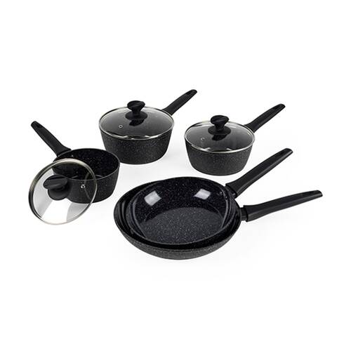 5pc Russell Hobbs Black Marble Ceramic Cookware Set Non-Stick Coated