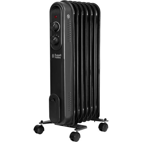 Russell Hobbs 7 Fin Oil Column Heater Matte Black 3 Heat Modes Portable