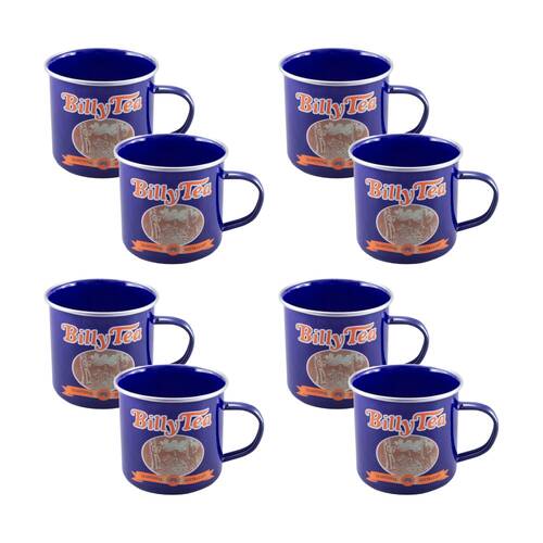 4x 2pc Rojo Imports Billy Tea Durable Steel Enamel Coffee Mug Set Blue 9cm
