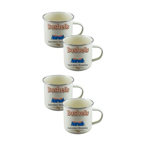 2x 2pc Rojo Imports Bushells Tea Durable Steel Enamel Coffee Mug Set Cream 9cm