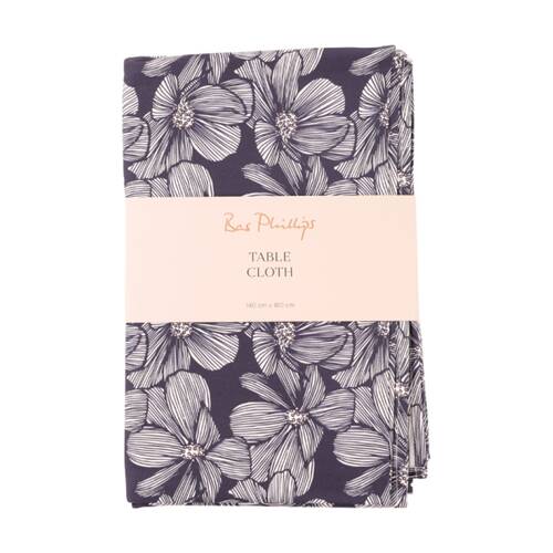 Bas Phillips Printed Linen Looks Table Cloth Blue Flowers Small 140x180cm