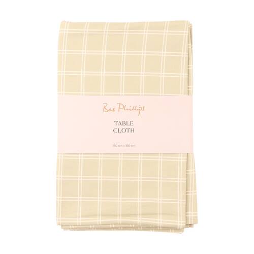 Bas Phillips Printed Linen Looks Table Cloth Green Check Small 140x180cm