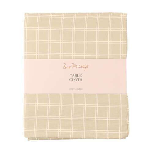 Bas Phillips Printed Linen Looks Table Cloth Green Check MED 140x230cm
