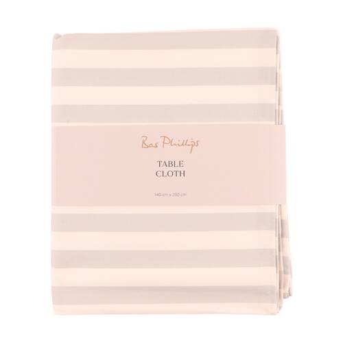Bas Phillips Printed Linen Looks Table Cloth Natural Stripes MED 140x230cm