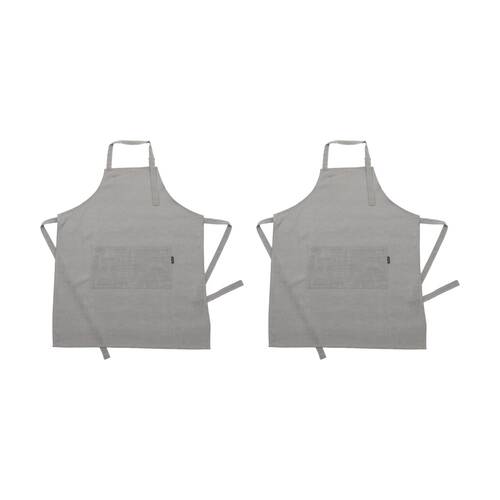 2PK Bas Phillips Kitchen Apron Linen Tencel Adjustable With Pocket Misty Blue