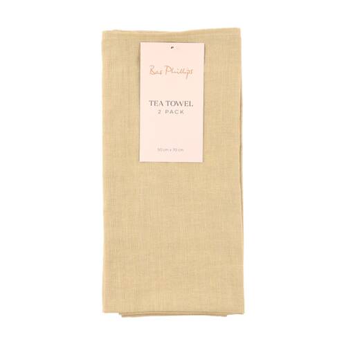 2pc Bas Phillips Linen Tencel Tea Towel Set Kitchenware Moss 50x70cm