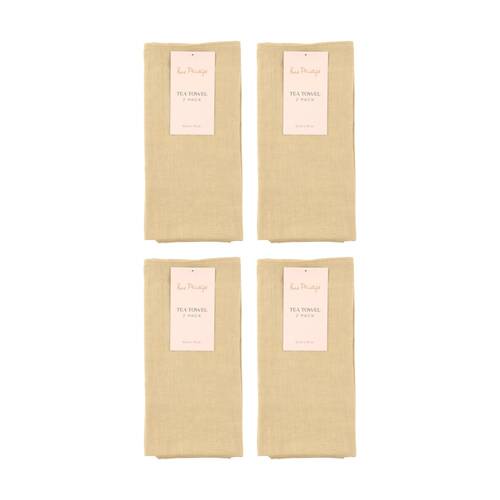 4x 2pc Bas Phillips Linen Tencel Tea Towel Set Kitchenware Moss 50x70cm