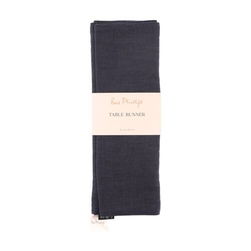 Bas Phillips Linen Tencel Table Runner Kitchen Textile Navy Small 35x150cm
