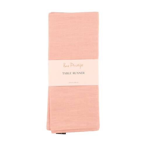 Bas Phillips Linen Tencel Table Runner Kitchen Textile Dust Pink MED 35x180cm