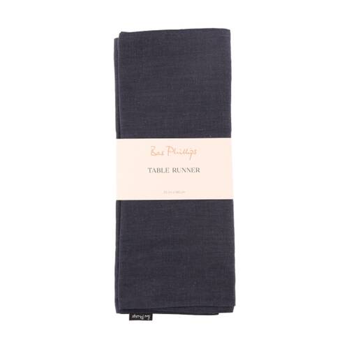 Bas Phillips Linen Tencel Table Runner Kitchen Textile Navy MED 35x180cm