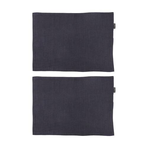 2x 4pc Bas Phillips Linen Tencel Placemat Set Tableware Navy 33x45cm