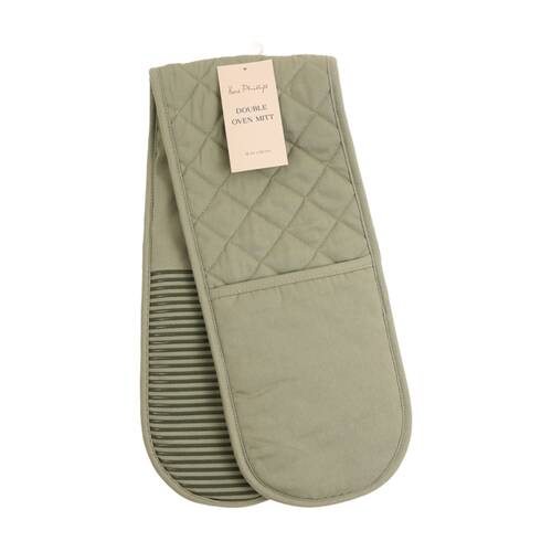 Bas Phillips Essentials Cotton Double Oven Mitt Kitchen Linen Sage 18x90cm