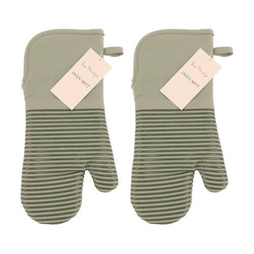 2PK Bas Phillips Essentials Cotton Oven Mitt Kitchen Linen Sage 18x36cm