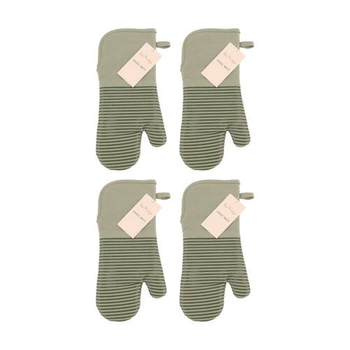 4PK Bas Phillips Essentials Cotton Oven Mitt Kitchen Linen Sage 18x36cm