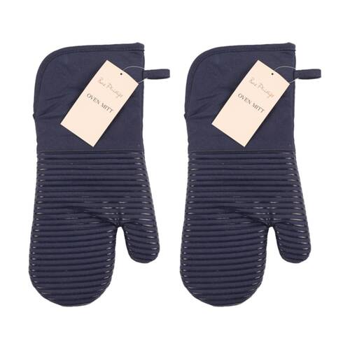 2PK Bas Phillips Essentials Cotton Oven Mitt Kitchen Linen Blue 18x36cm
